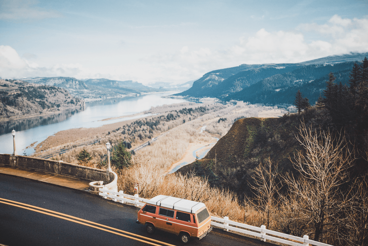 Van on a road trip